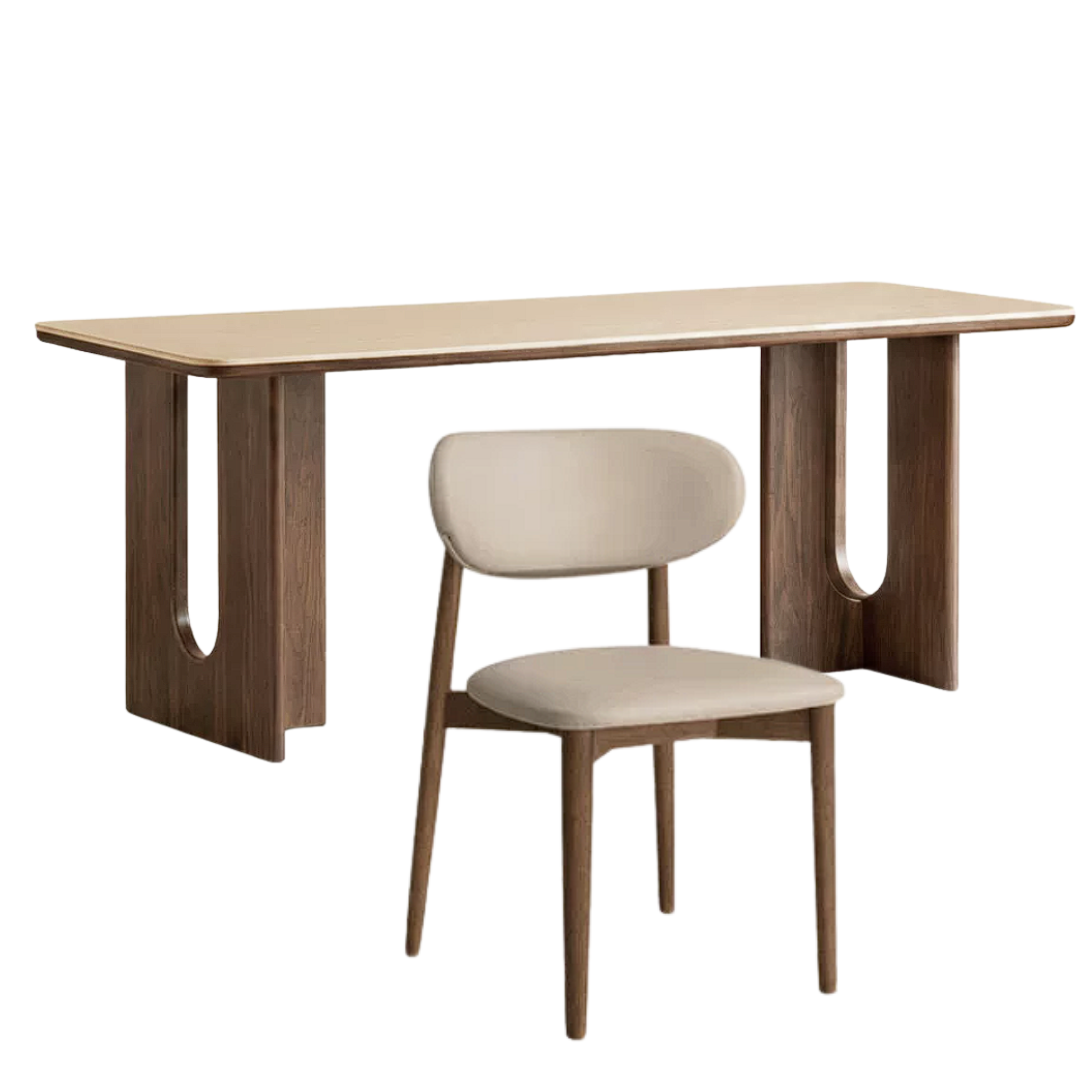 Black Walnut Solid Wood Light Luxury Style Rock Plate Dining Table