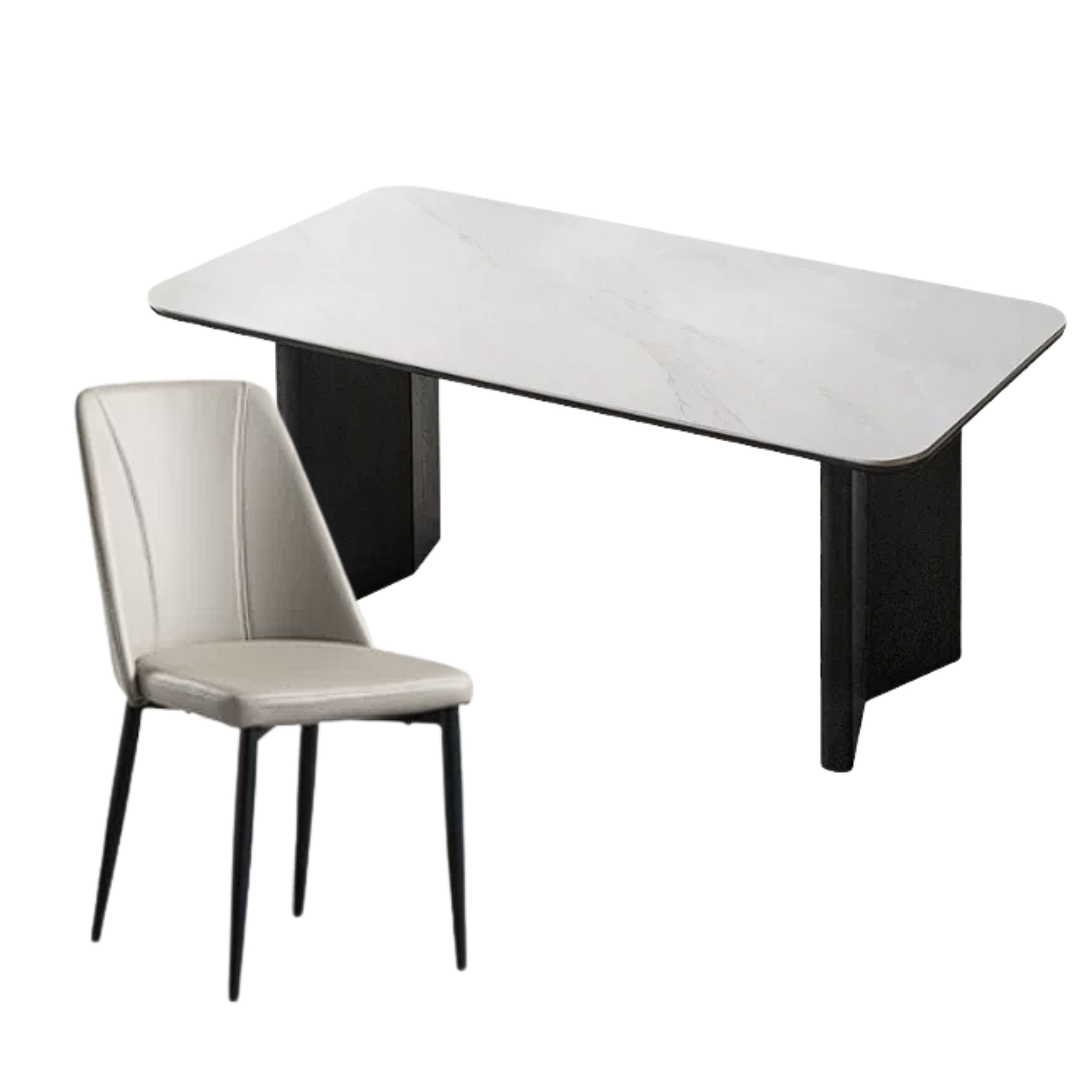 Oak Solid Wood, Solid Rubberwood Slate Italian Dining Table