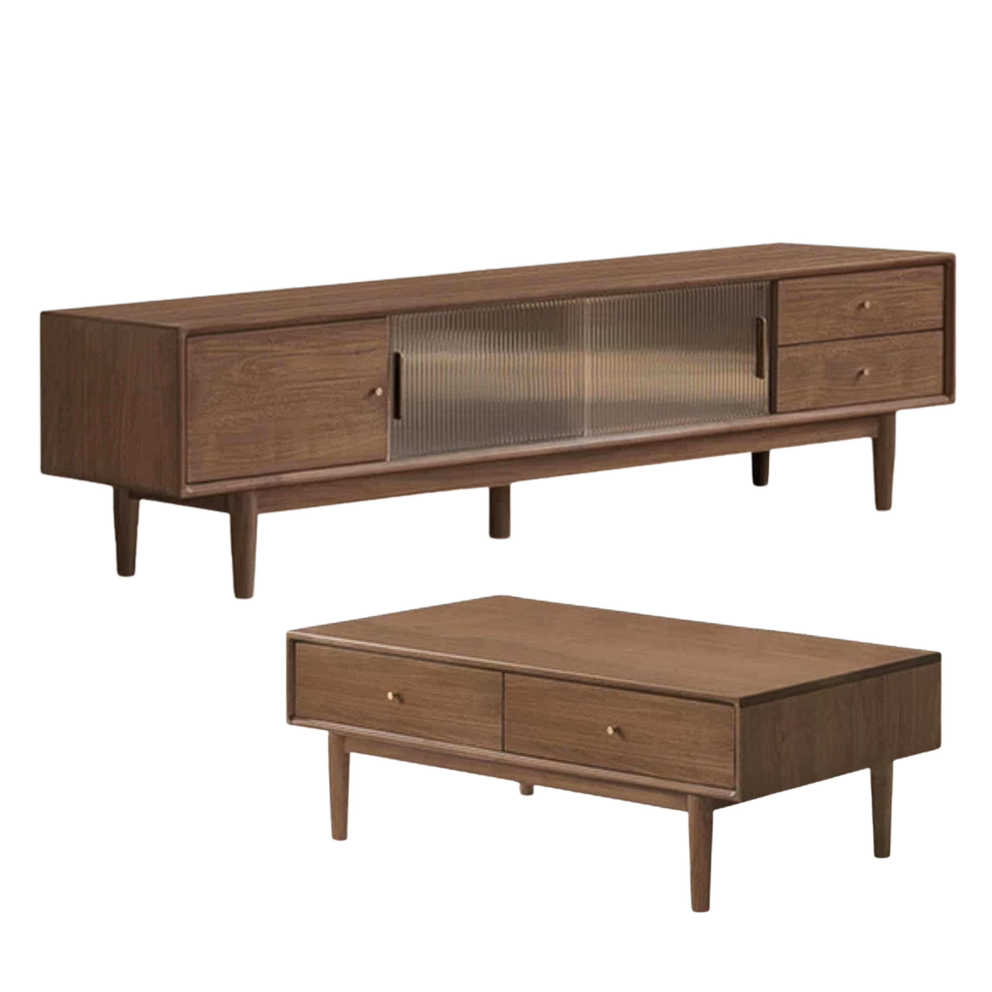 Black Walnut, Sandalwood Solid Wood Rock Plate Modern Coffee Table