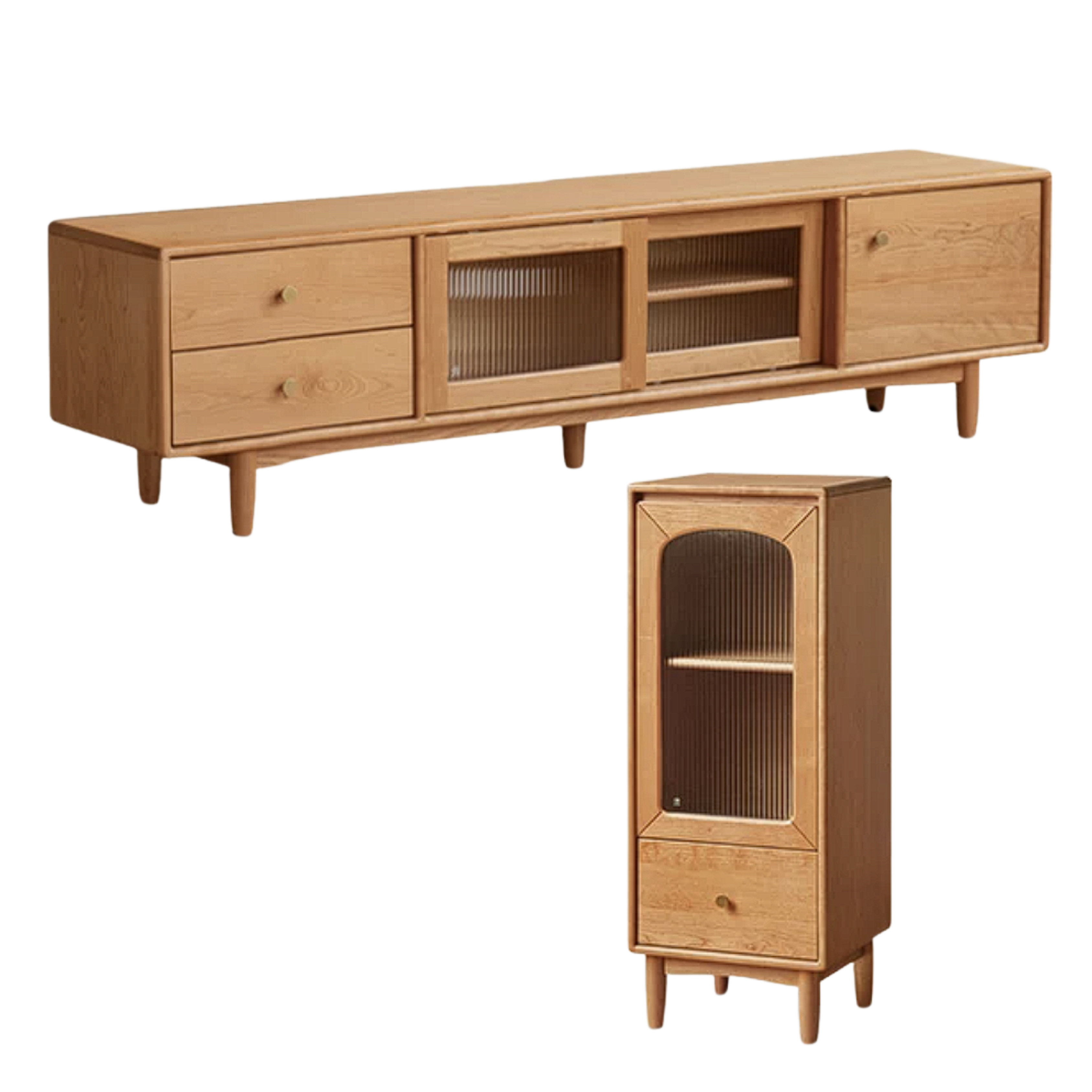 Cherry, Ash Solid Wood Modern TV Cabinet