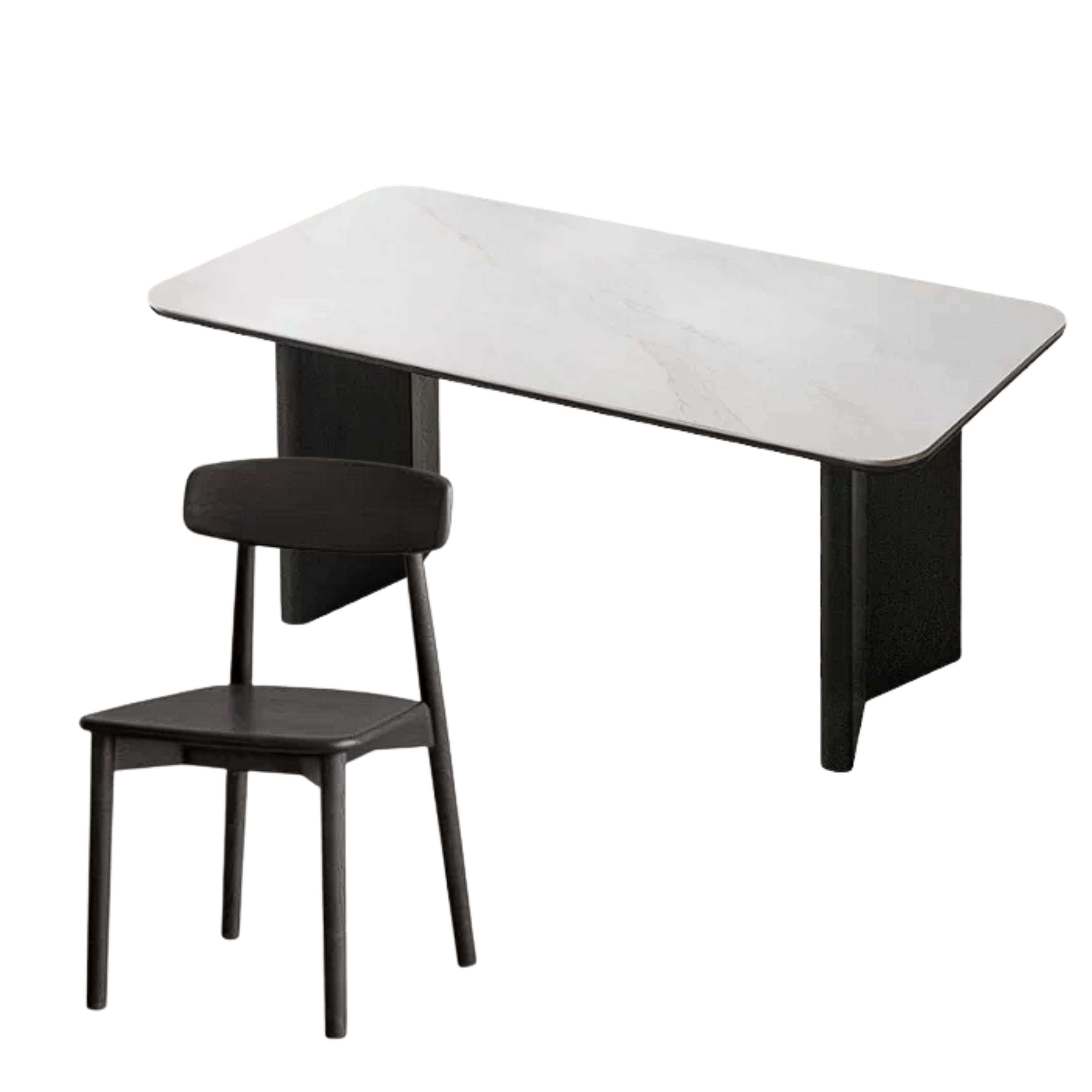 Oak Solid Wood, Solid Rubberwood Slate Italian Dining Table
