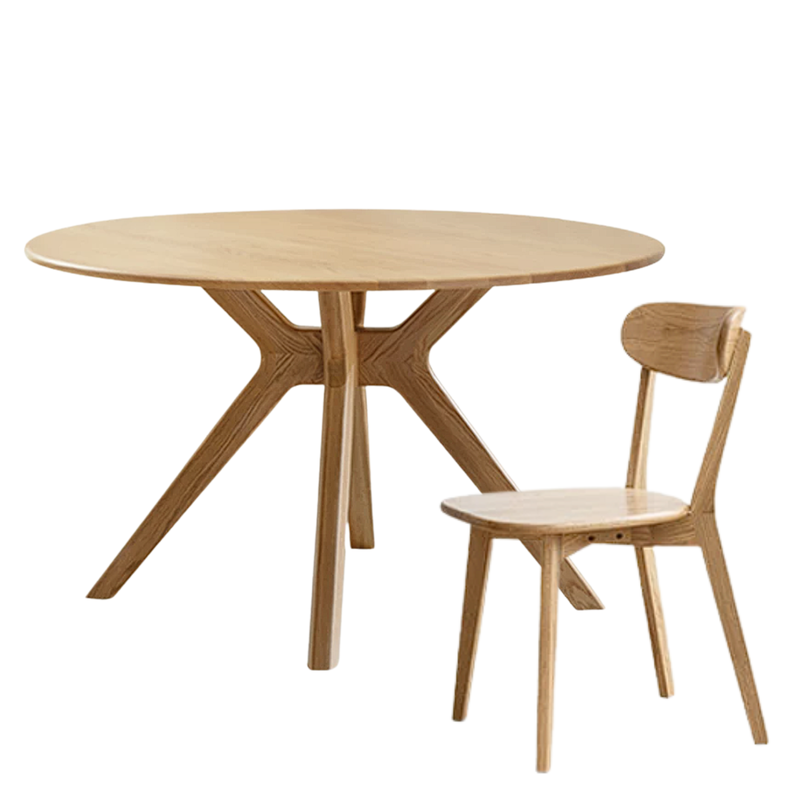 Oak Solid Wood Modern Minimalist Style Round Dining Table