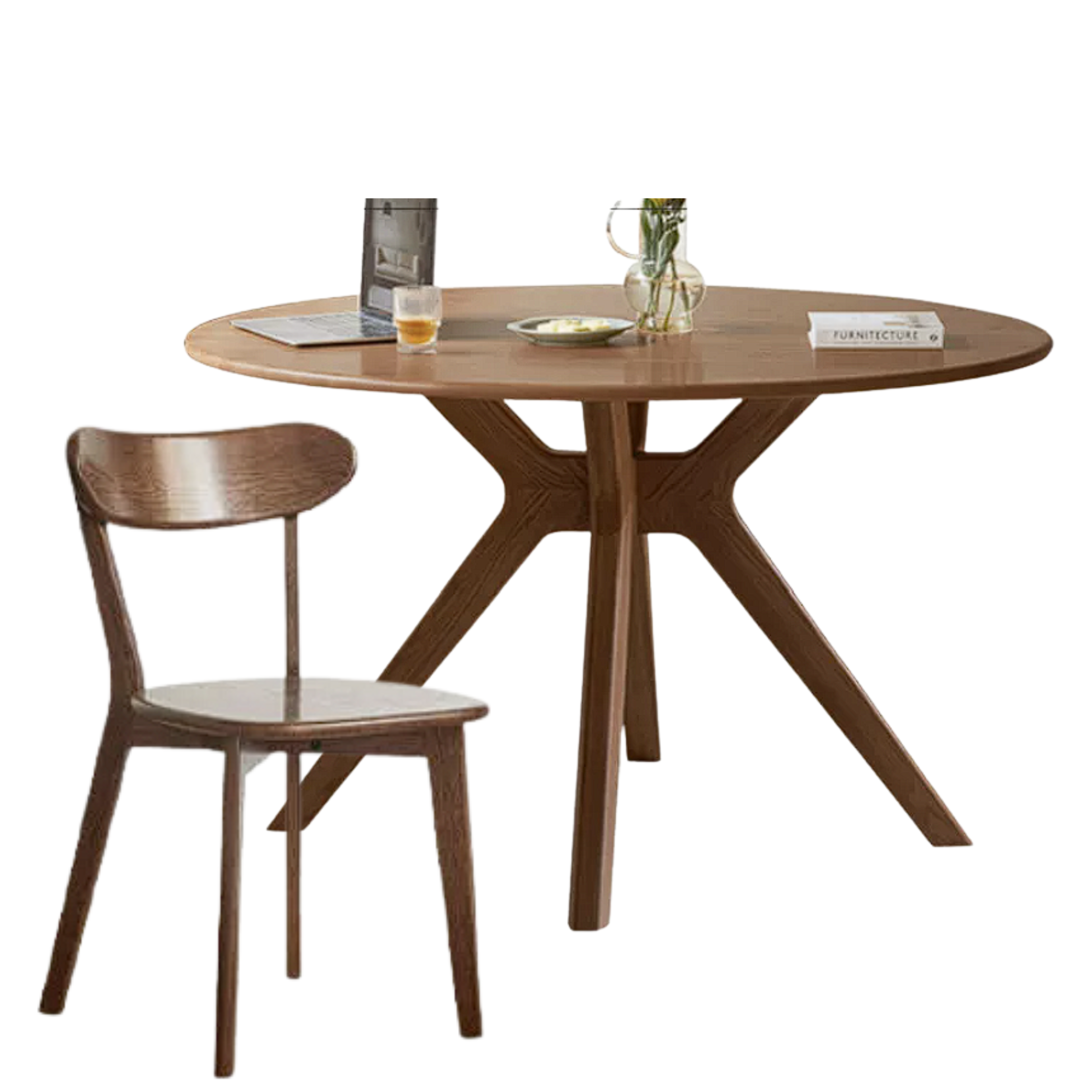 Oak Solid Wood Modern Minimalist Style Round Dining Table