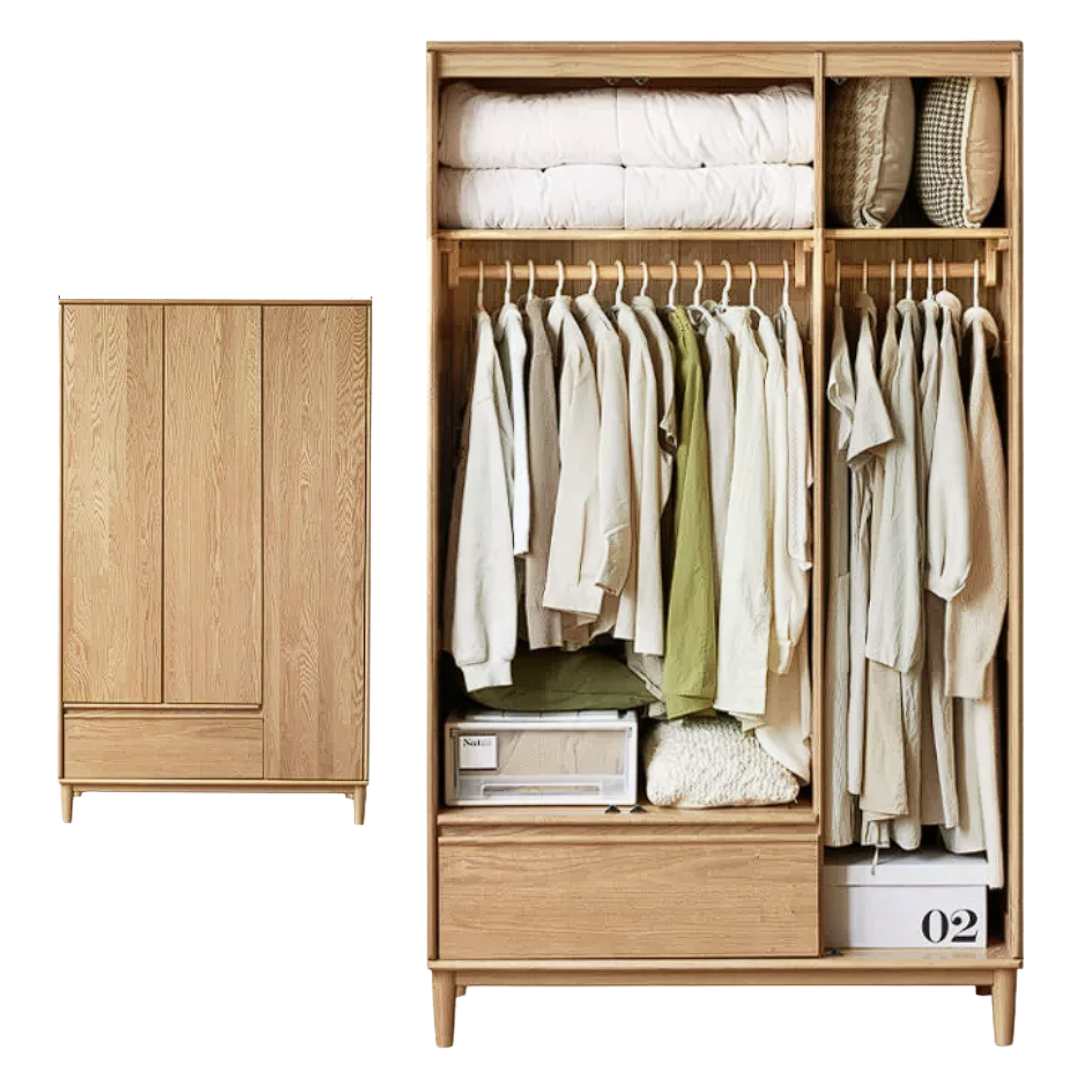 Oak Solid Wood Modern Wardrobe