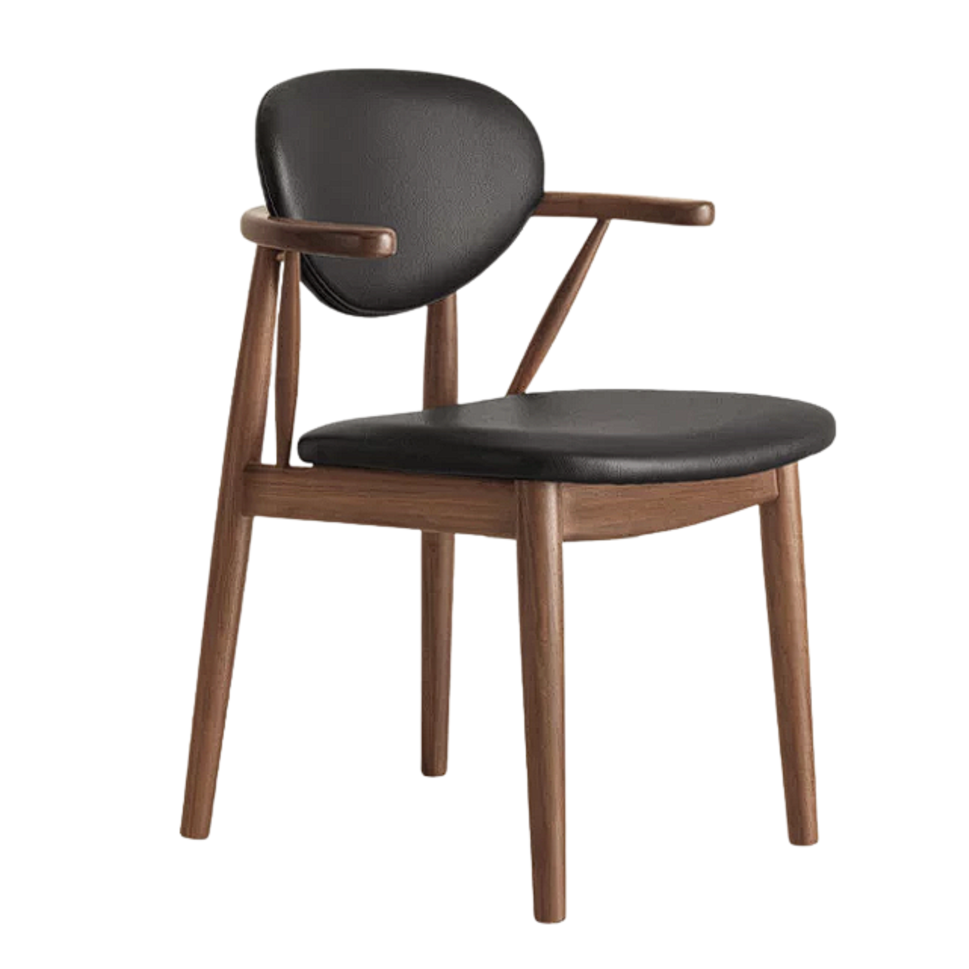 4 pcs Black Walnut, Oak, Sandalwood, Ash Curved Dining Chair with Open Armrest