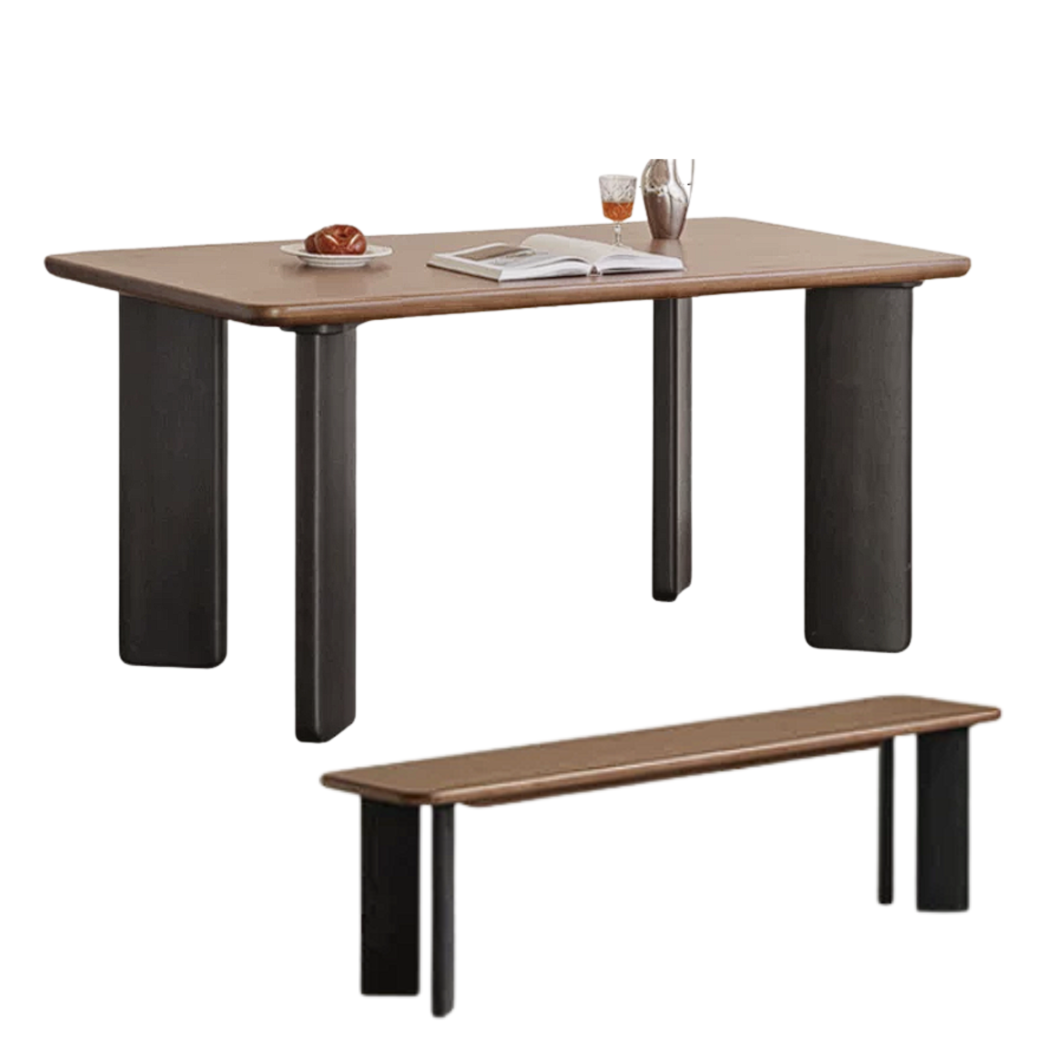Black Walnut, Ash, Golden Pearwood Solid Wood Light Luxury Rectangular Dining Table