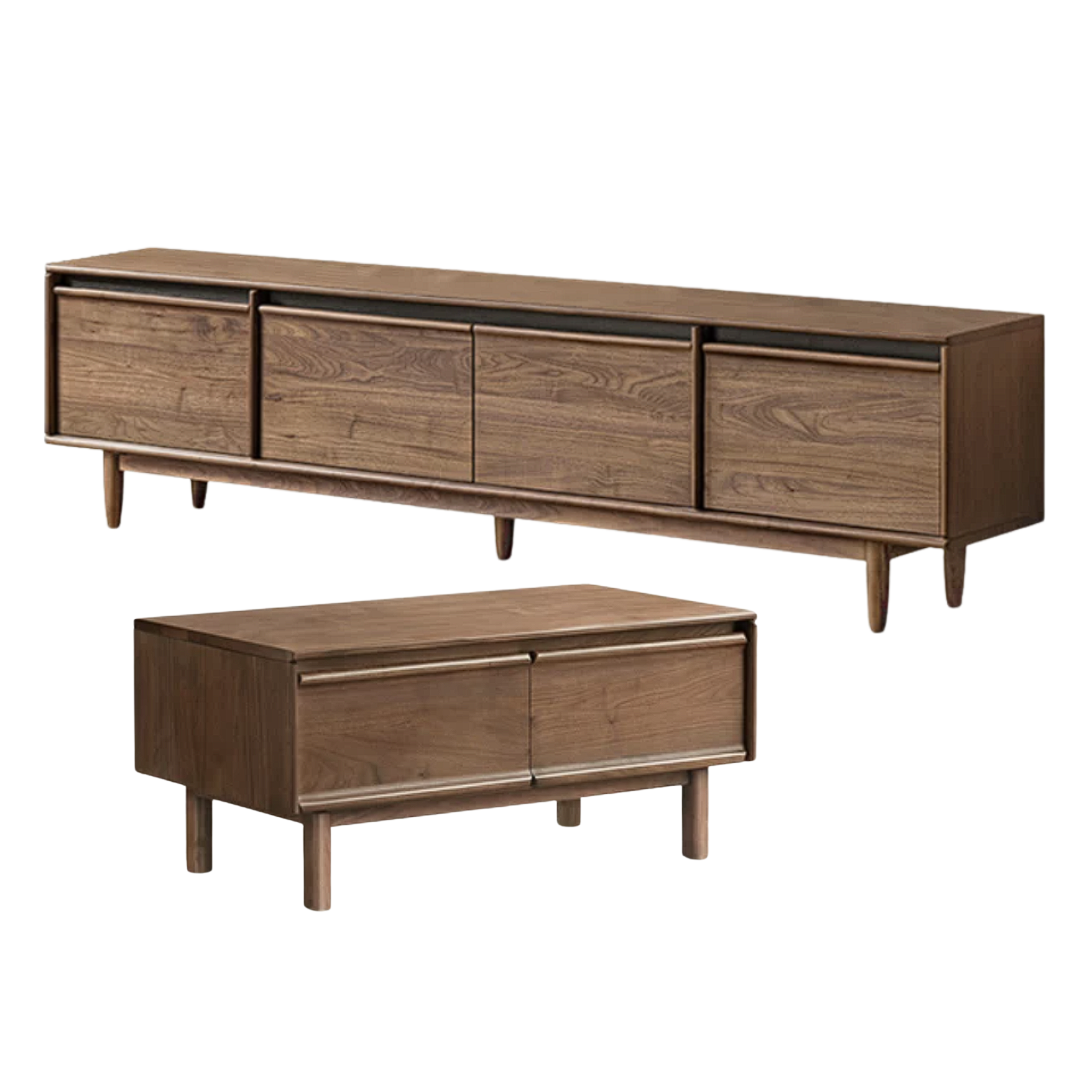 Black Walnut, Sandalwood, Ash Solid Wood Skeleton Line TV Cabinet