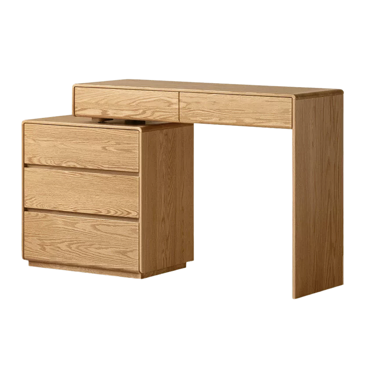 Oak, Ash Solid Wood Retractable Vanity Table Storage Cabinet