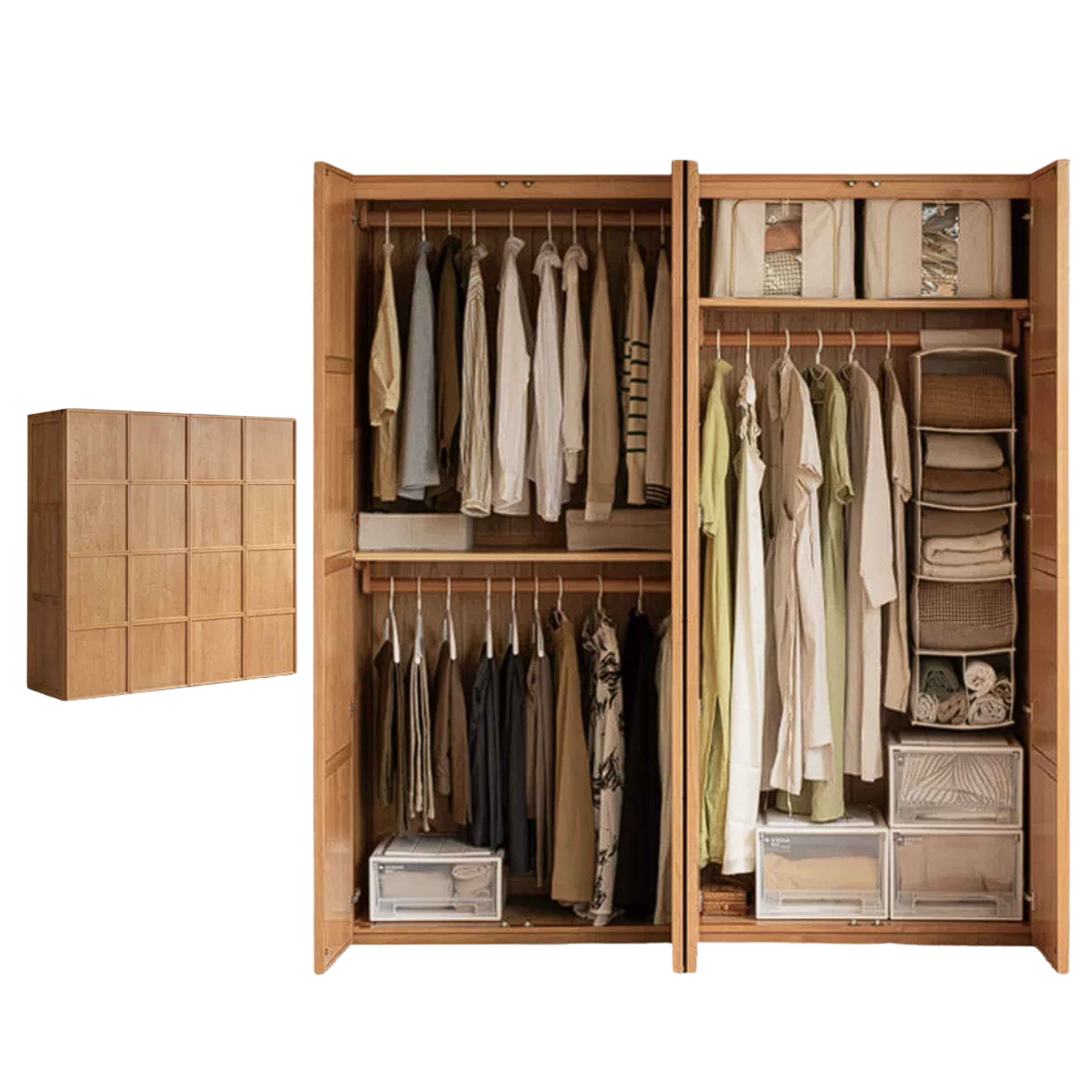 Cherry Wood Wardrobe Retro Style Skeleton Line
