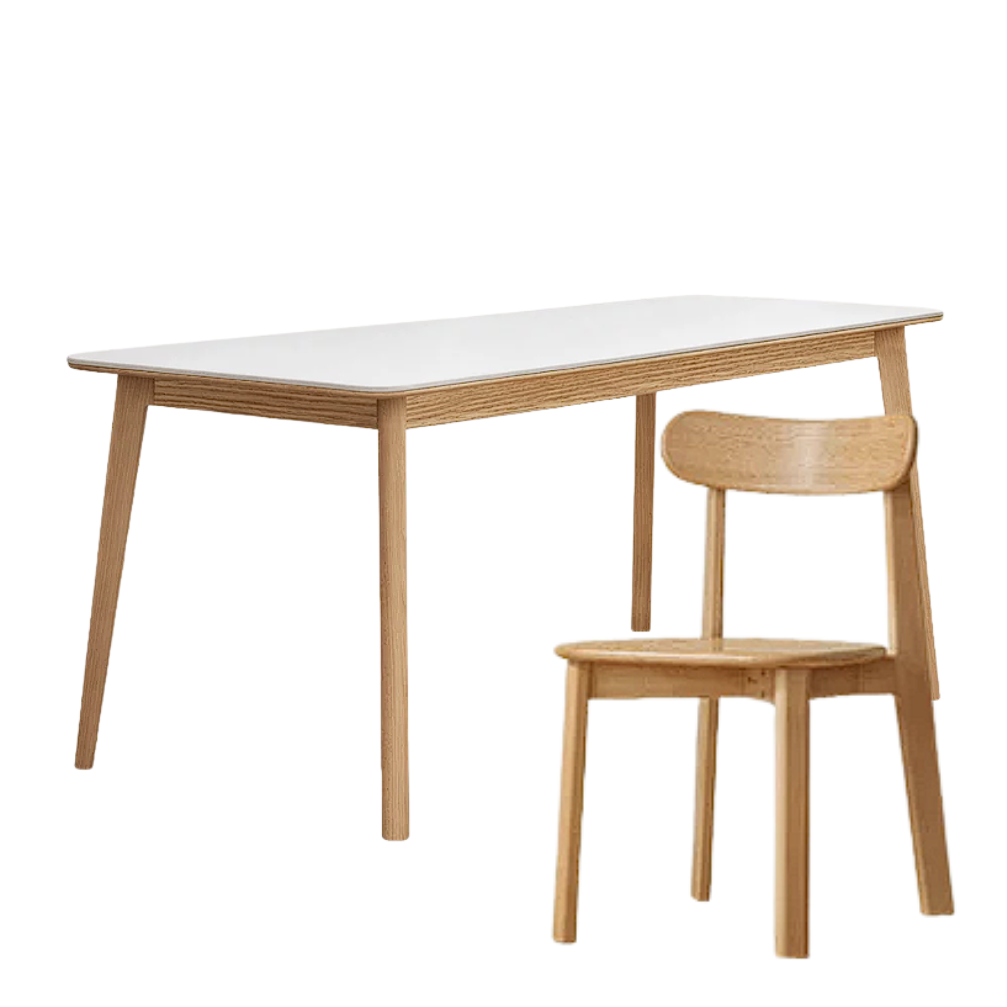 Beech, Rubberwood, Oak Solid Wood Dining Table With Rock Slab Surface