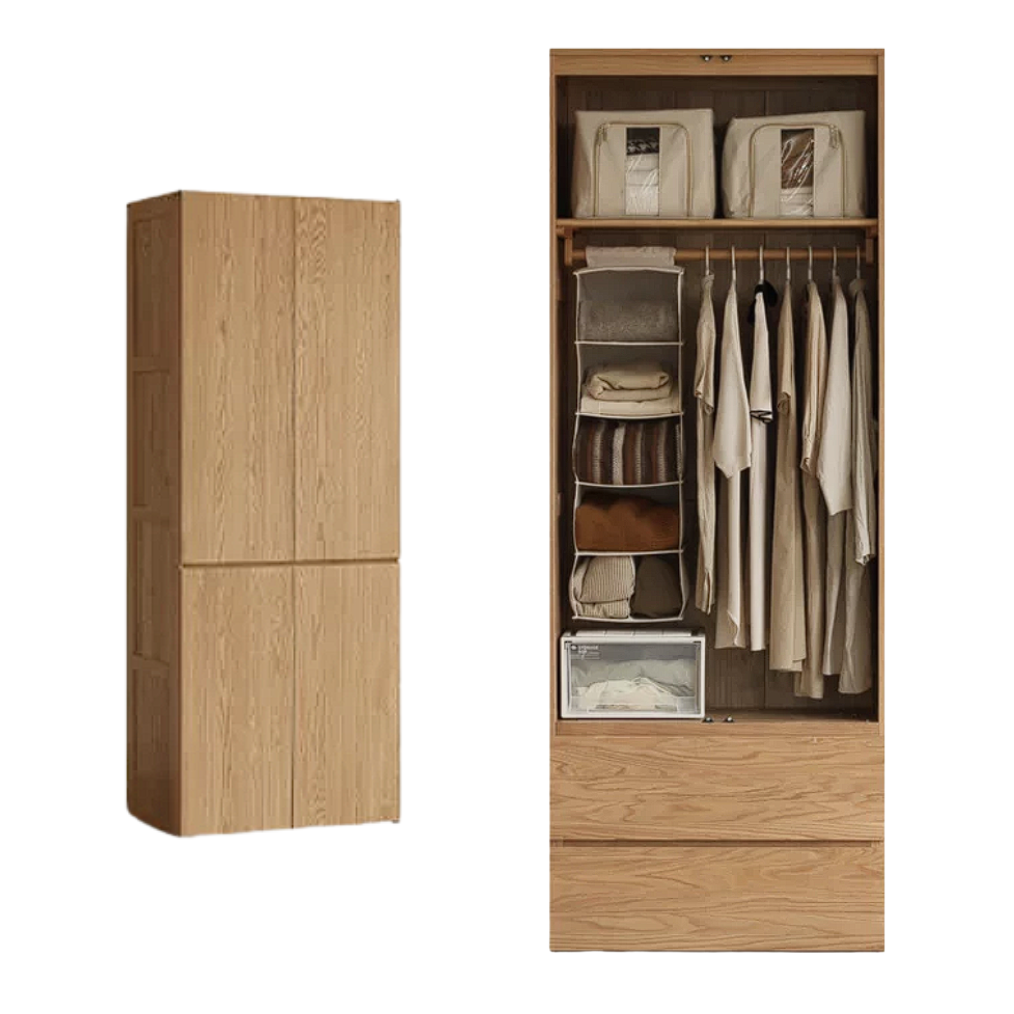 Oak, Ash Solid Wood Sectional Wardrobe