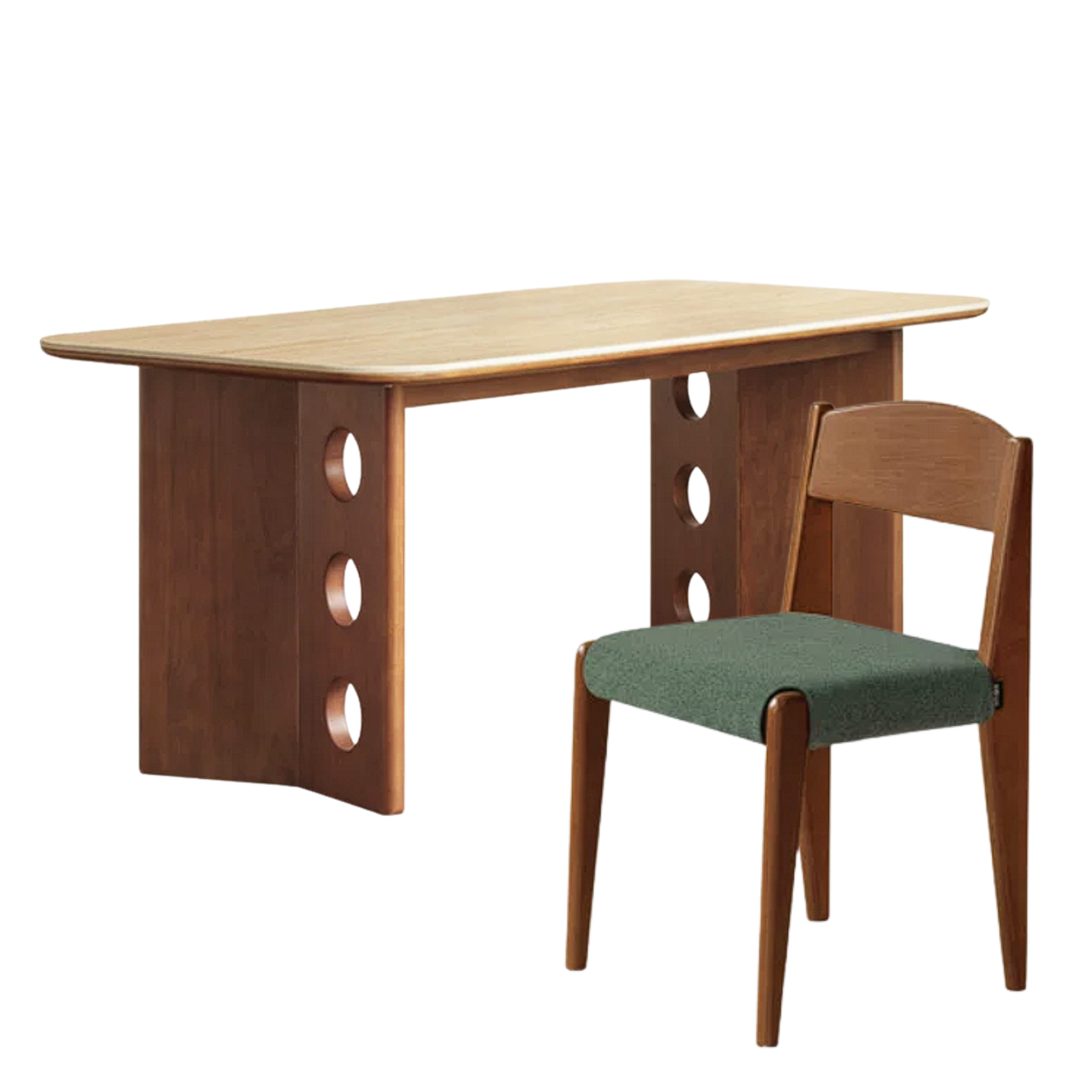 Poplar Solid Wood Medieval Style Rock Plate Dining Table