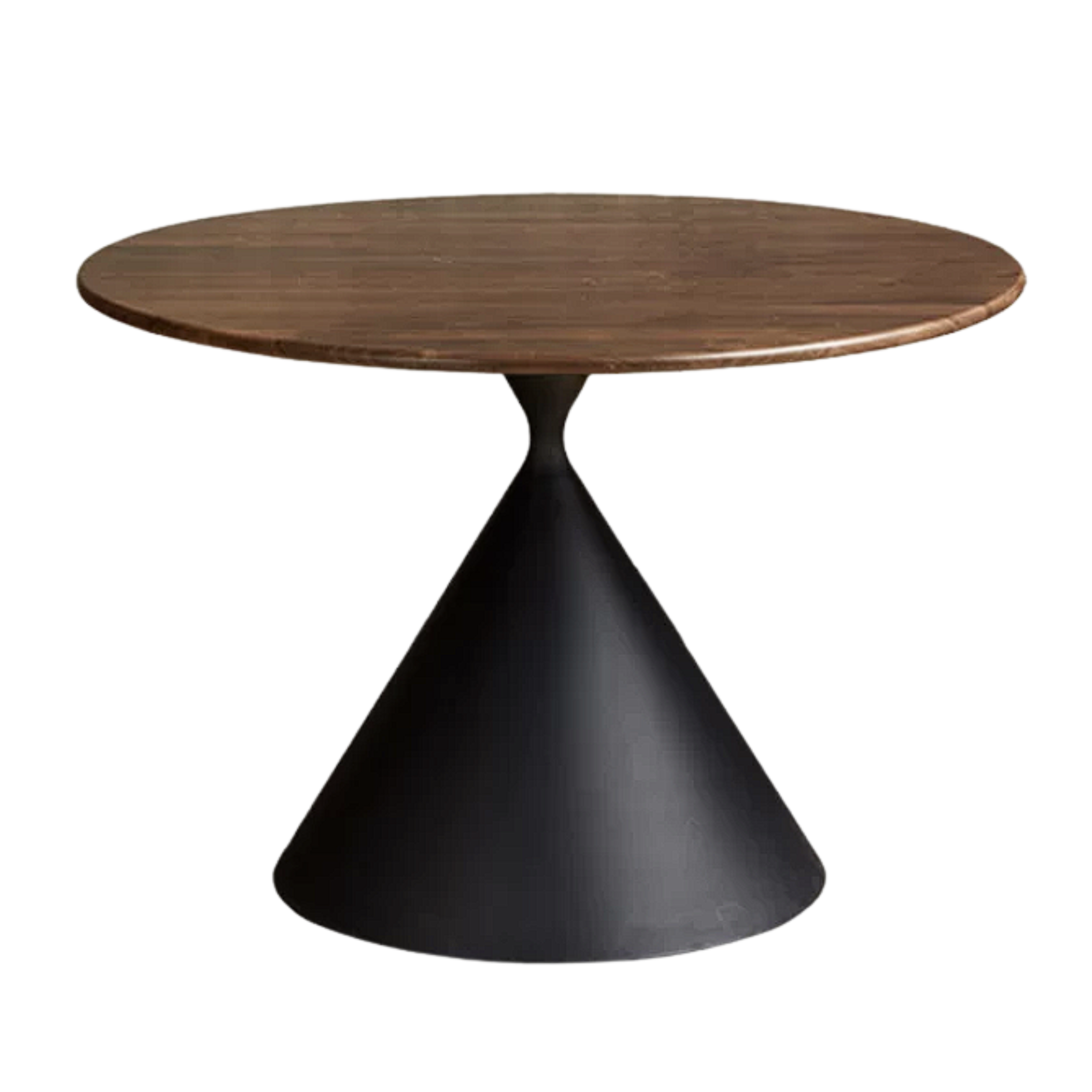 Black Walnut Solid Wood Dining Table with Cone Pedestal Base