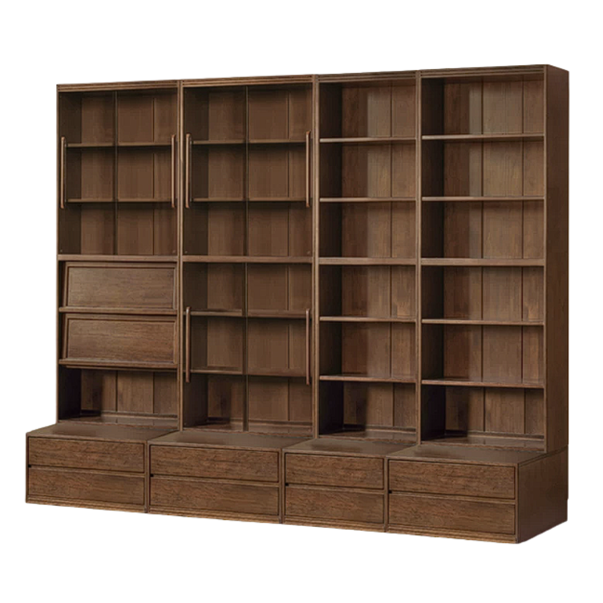 Sandalwood, Oak, Golden Pearwood, Ash Solid Wood Combination Bookcase