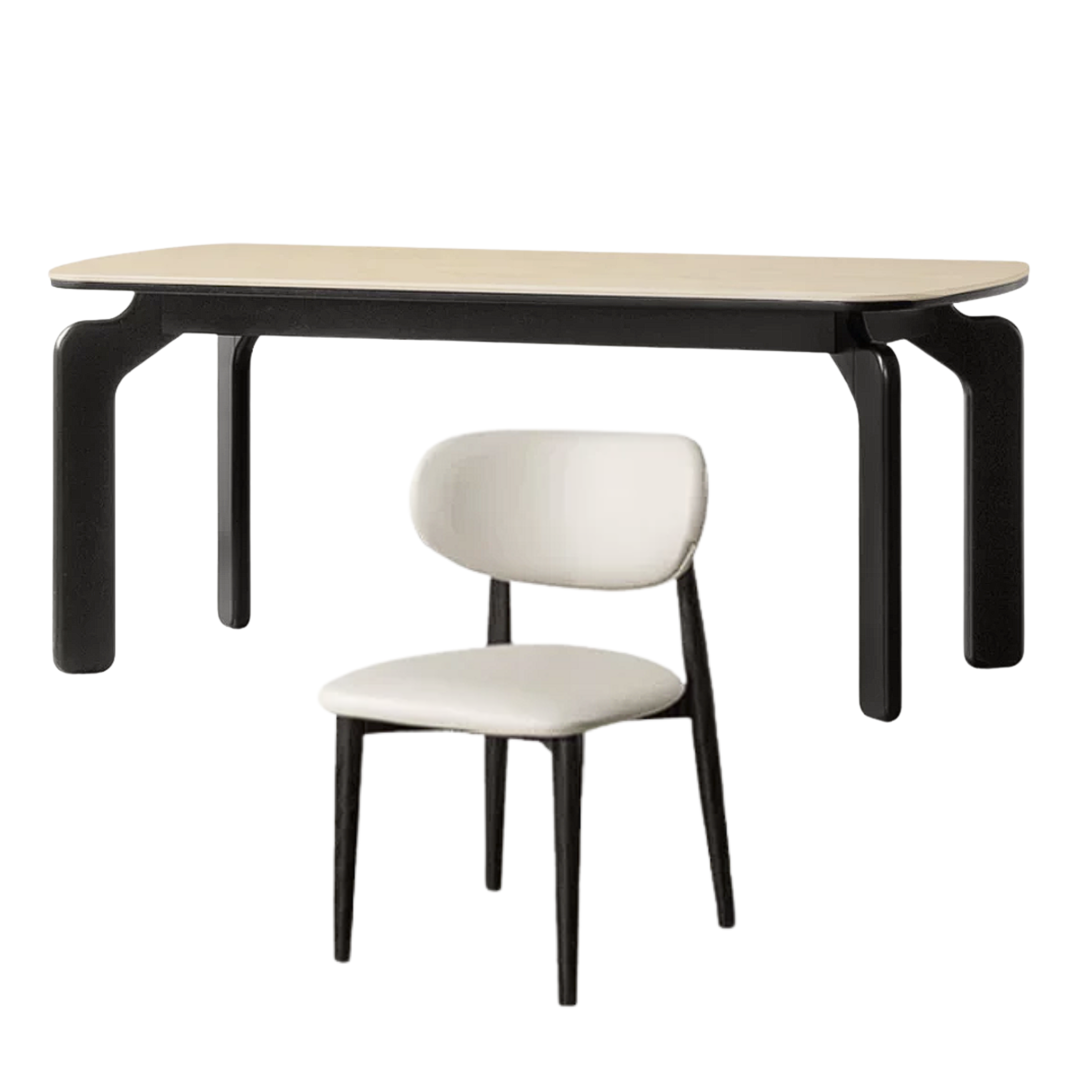 Solid Rubberwood Dining Table with Curved Splayed Legs