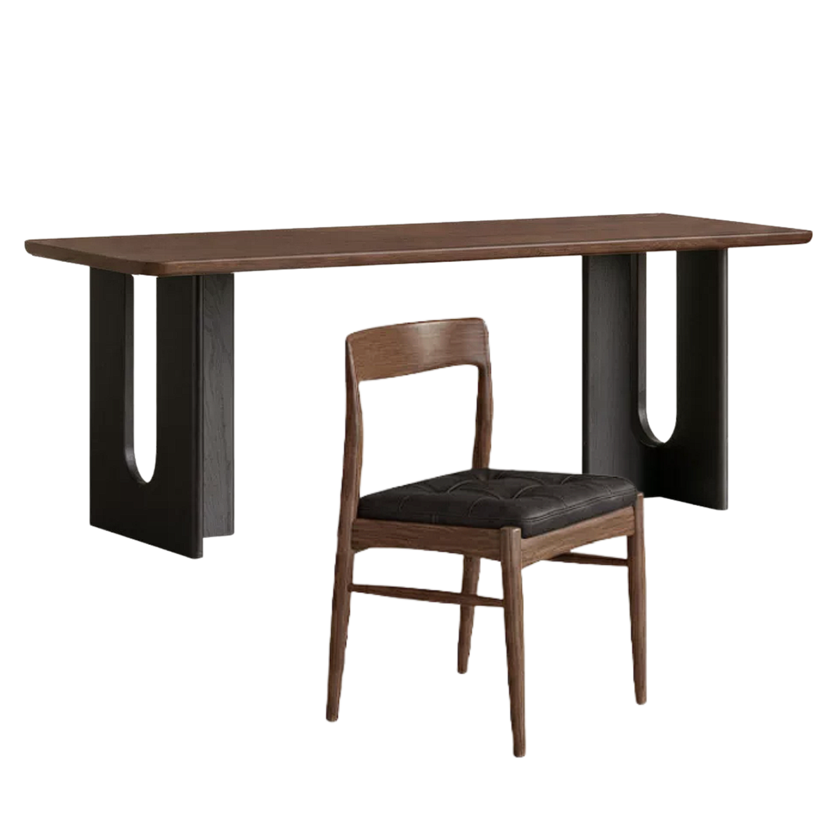 Black Walnut, Golden Pearwood Solid Wood Light Luxury Dining Table