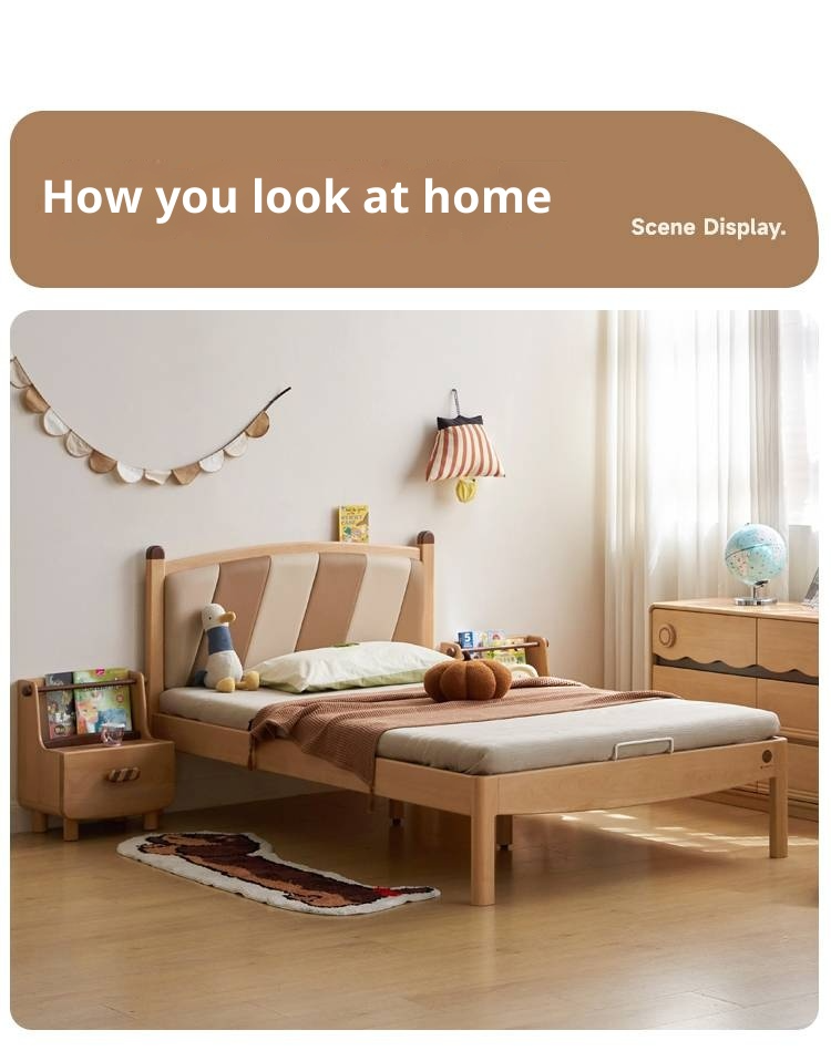 Beech Solid Wood Children's Modern Simple Single Bed