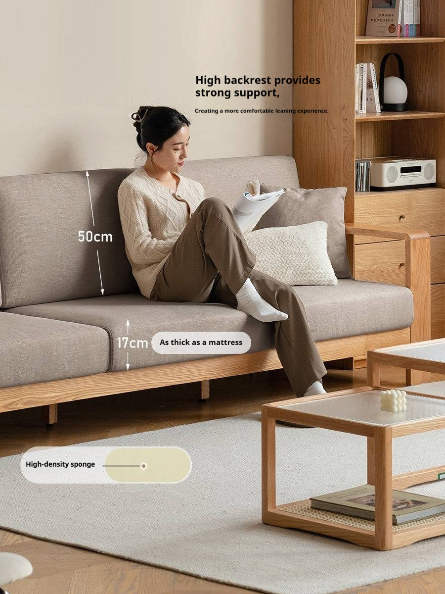 Oak Solid Wood Modern Fabric Sofa.
