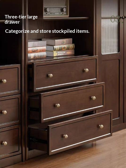 Poplar Solid Wood French Retro Style Floor Standing Display Bookcase