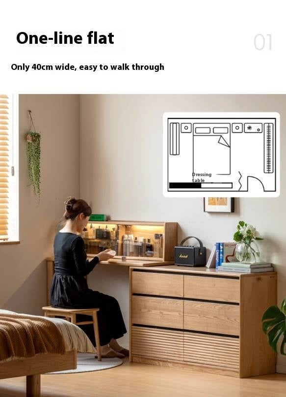 Ash Solid Wood Modern Multi-function Vanity Table.