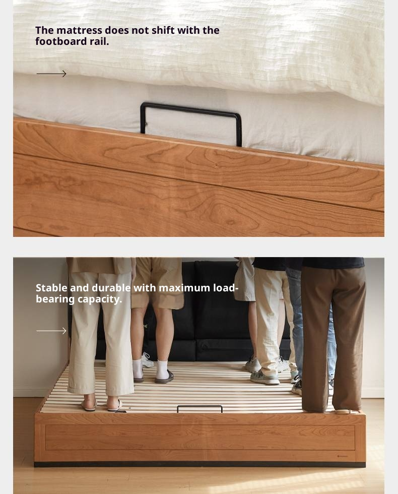 Cherry Solid Wood Box Bed Vintage Style