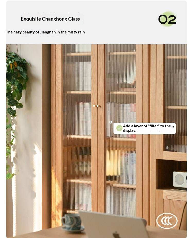 Oak, Solid Rubberwood Modern Minimalist Combination Bookcase