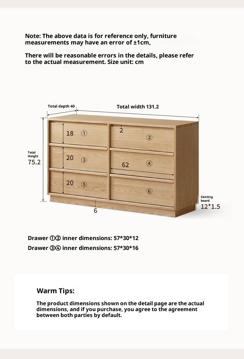 Ash, Oak Solid Wood Wabi-sabi Style Chest Of Drawers
