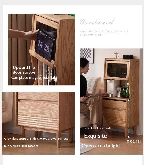 Oak Solid Wood Modern Style Side Cabinet