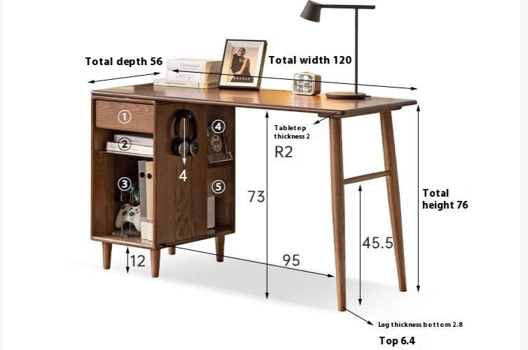 Oak Solid Wood Modern Double Computer