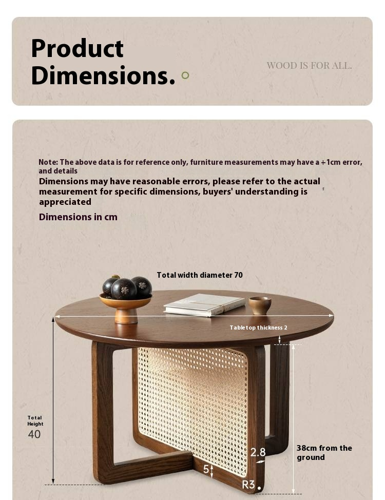 Black Walnut, Oak Solid Wood Rattan Modern Coffee Table