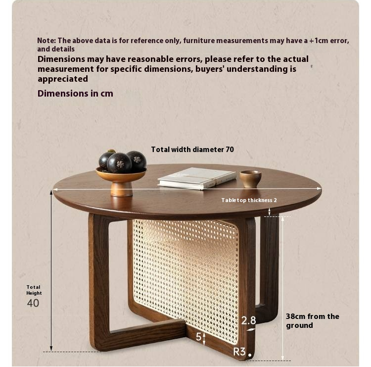 Black Walnut, Oak Solid Wood Rattan Modern Coffee Table
