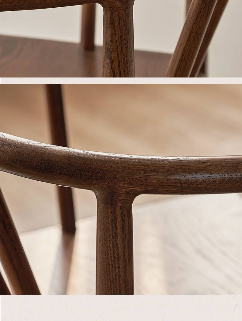 Black Walnut, Oak Solid Wood Round Tea Chair