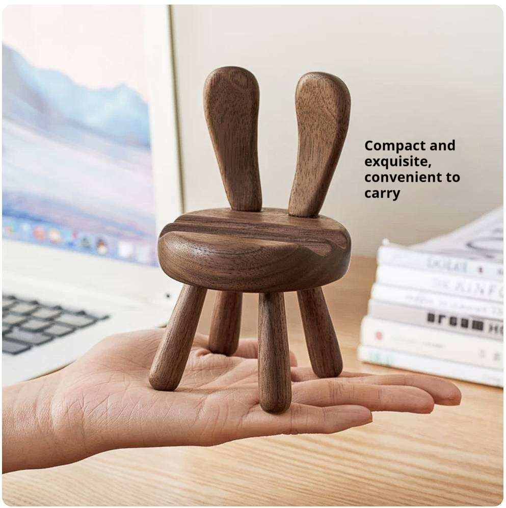 Black Walnut, Beech, Acacia Solid Wood Mobile Phone Holder Rabbit