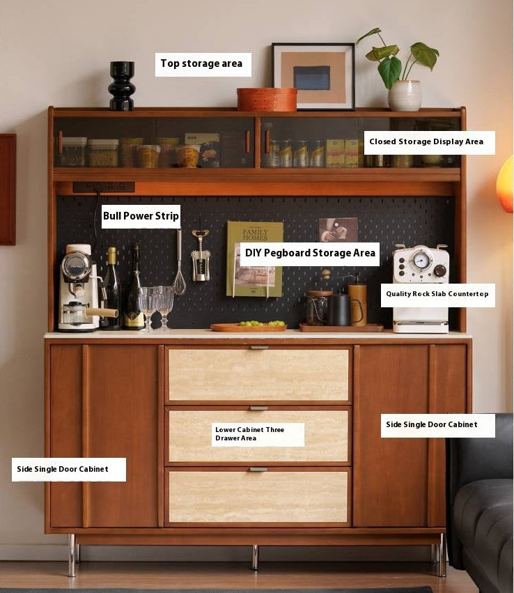 Poplar Solid Wood Medieval Style Retro Buffet
