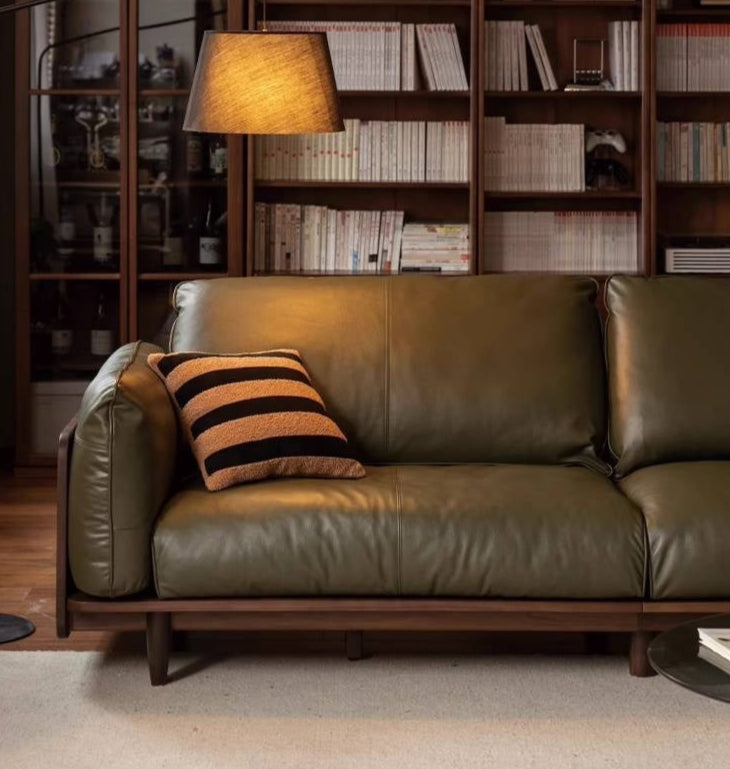 Black Walnut Solid Wood,Solid Sandalwood Genuine leather, fabric Sofa