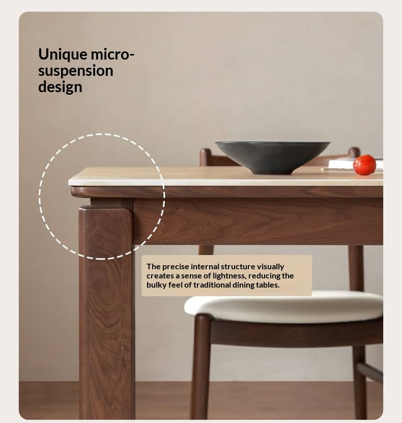 Black Walnut Solid Wood Vintage Travertine Slab Dining Table