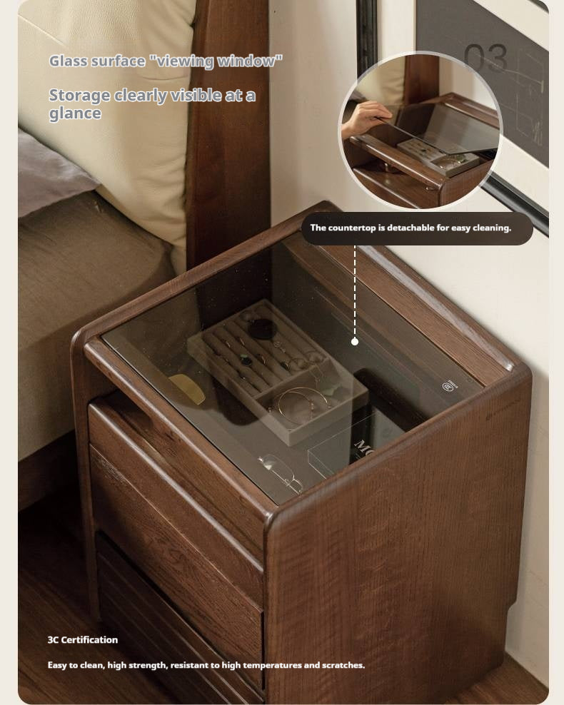 Oak Solid Wood Italian Light Luxury Nightstand