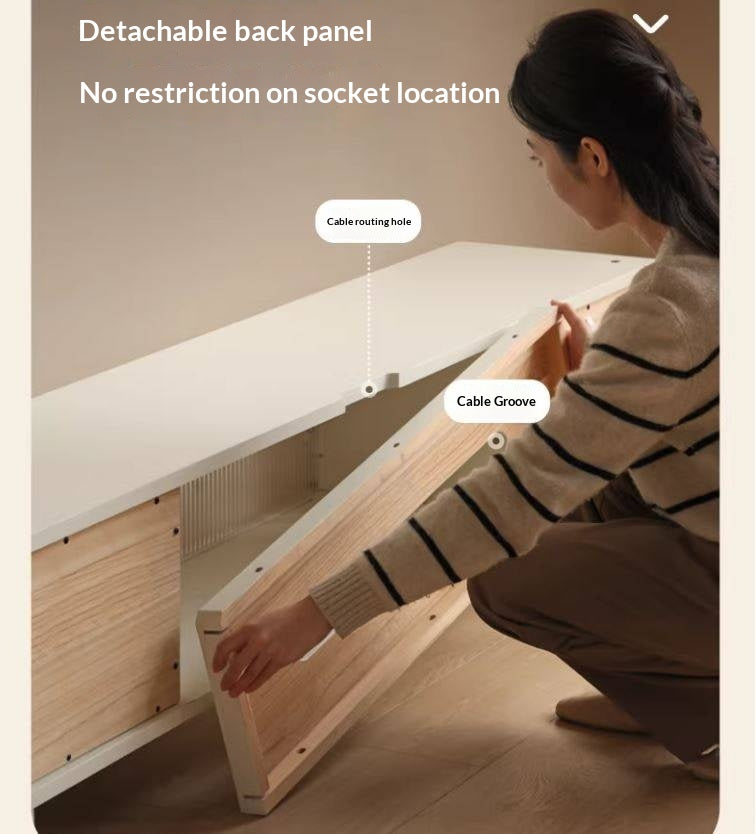 Solid RubberWood Storage White TV Cabinet.