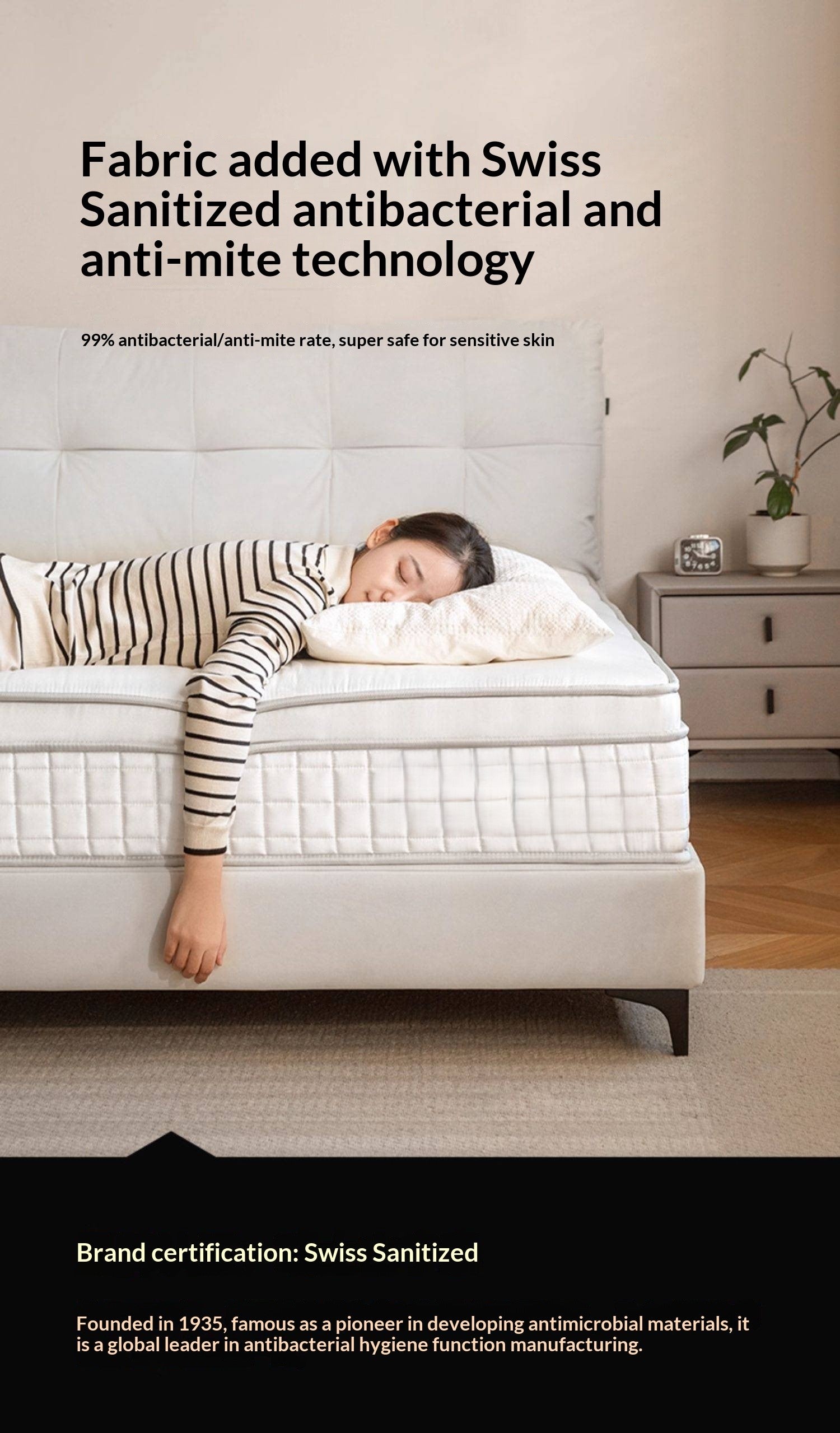 Eco-Friendly Button-Down Glue-Free Mattress — Anti-Mite Spring Mattress, Simmons Thick Design