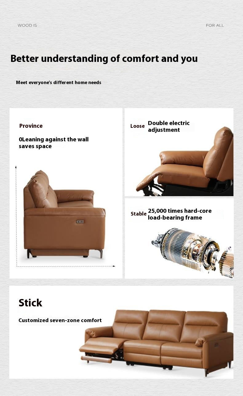 Leather Electric Zero Wall Sofa Italian Light Luxury.