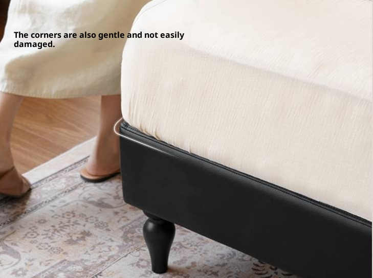 Luxury Genuine Leather Soft Backrest Bed, American Retro Style