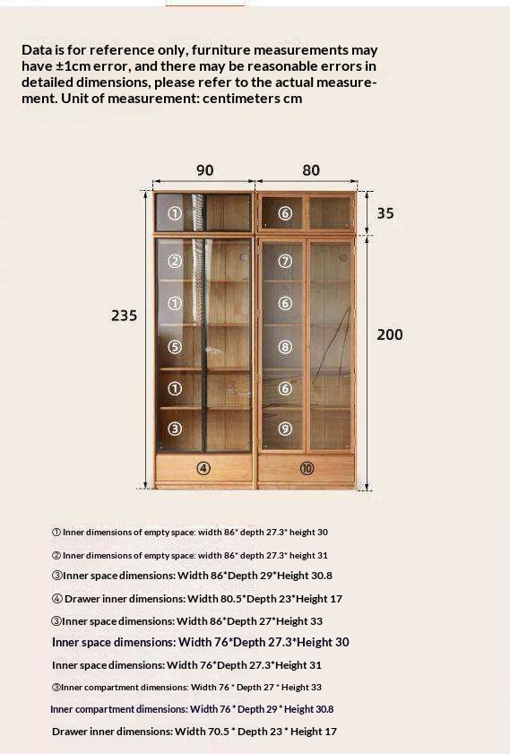 Cherry Solid Wood Bookcase Cabinet Display.