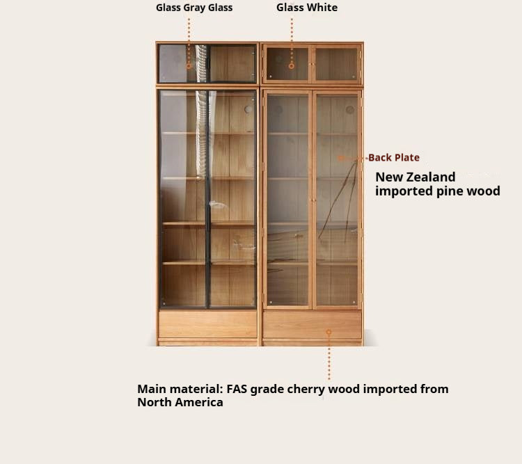 Cherry Solid Wood Bookcase Cabinet Display.