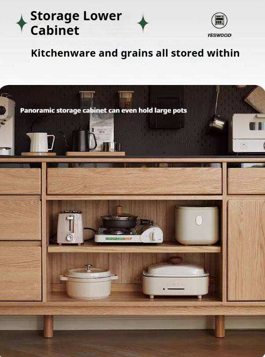 Oak, Ash Solid Wood Modern Rock Board Sideboard