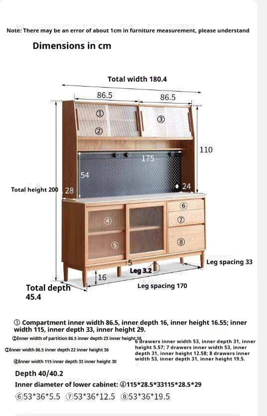 Oak, Ash, White Ash Solid Wood Large Capacity Storage Sideboard