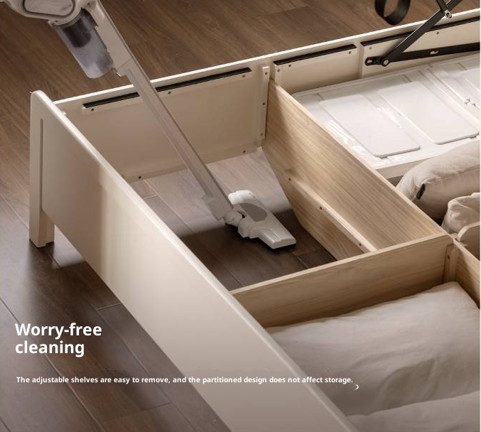 Rubberwood Solid Wood White Large Box Bed American Style