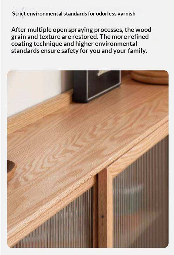 Oak, Ash, Black Walnut, Cherry, Beech Solid Wood Ultra-thin Sideboard Sliding Door