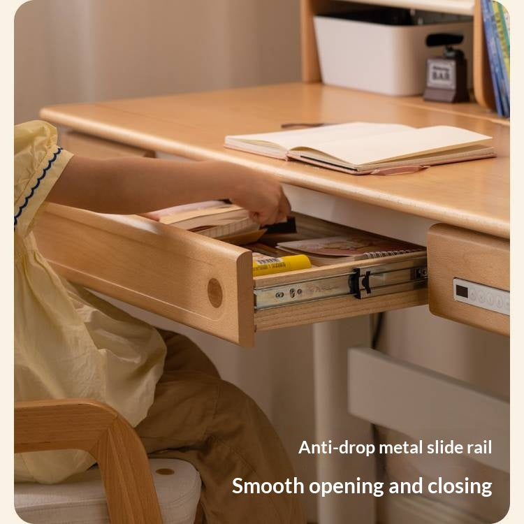 Beech Solid Wood Children's Study Desk with Electric Lift