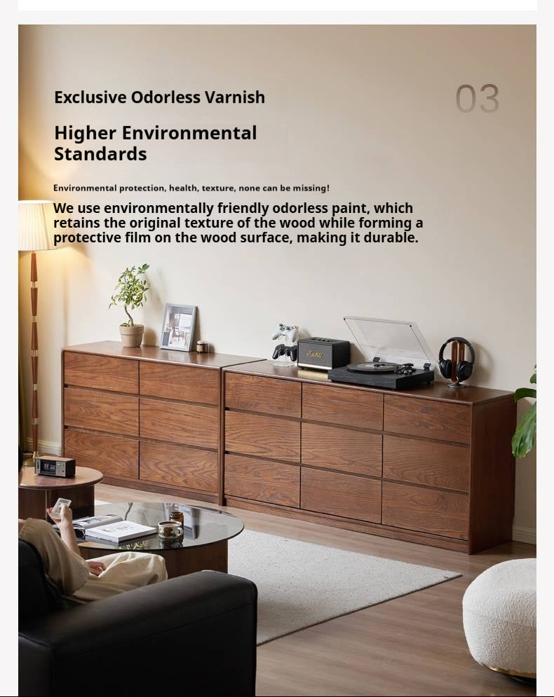 Oak Solid Wood Modern Drawer Cabinet