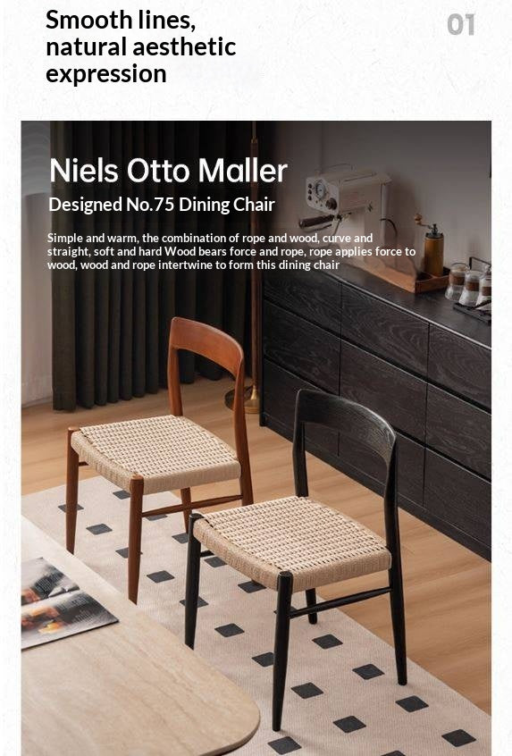 Set 4 pcs Ash, Beech, Cherry Solid Wood Dining Rope Chair